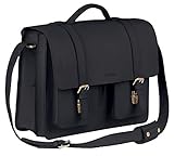 Schoolmaster new classic - black, klassische Lehrertasche & Aktentasche aus echtem Leder, viele Innenfächer,...